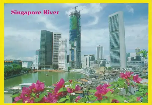 1523 - Singapore - Singapur , towering Skyscrapes , Singapore River , Panorama , - gelaufen 1987