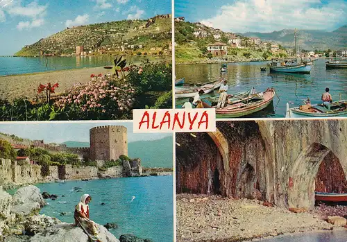 1524 - Türkei - Turkey , Alanya , Sehirden muhtelif görünüsler , Ansichten , Mehrbildkarte - gelaufen 1976