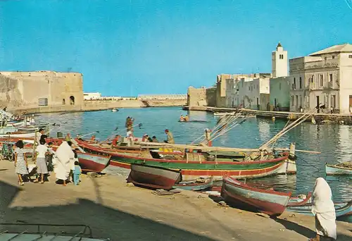 1540 - Tunesien - Tunisie , Bizerte , Bizerta , Le vieux Port , Hafen , Boot - gelaufen 1984