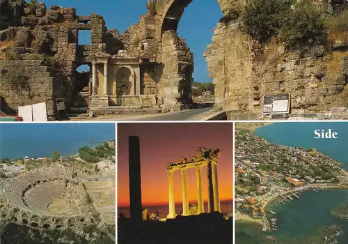 1546 - Türkei - Turkey , Antalya , Side , Mehrbildkarte - gelaufen