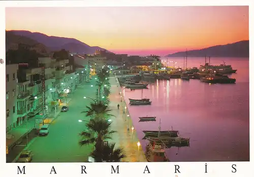 1547 - Türkei - Turkey , Marmaris , Hafen , Boot , Promenade - gelaufen 1996