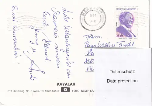 1547 - Türkei - Turkey , Marmaris , Hafen , Boot , Promenade - gelaufen 1996