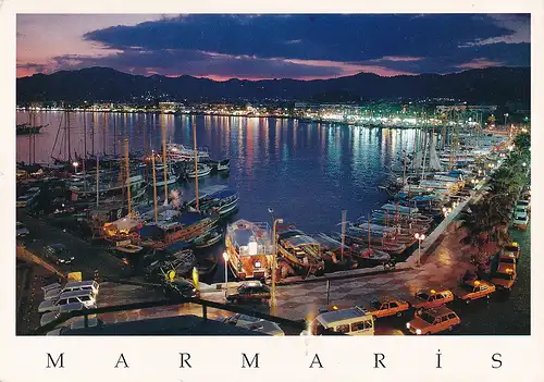 1548 - Türkei - Turkey , Marmaris , Hafen , Boot , Promenade - gelaufen 1997