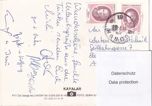 1548 - Türkei - Turkey , Marmaris , Hafen , Boot , Promenade - gelaufen 1997