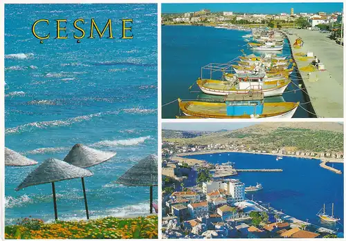 1551 - Türkei - Türkiye , Cesme , Hafen , Boot - gelaufen 1992