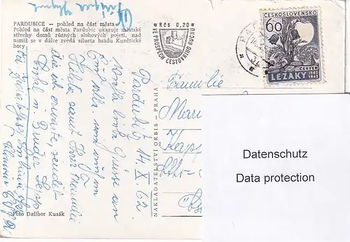 1567 - Tschechoslowakei - Czechoslovakia , Pardubice , pohled na cast mesta , Panorama - gelaufen 1962