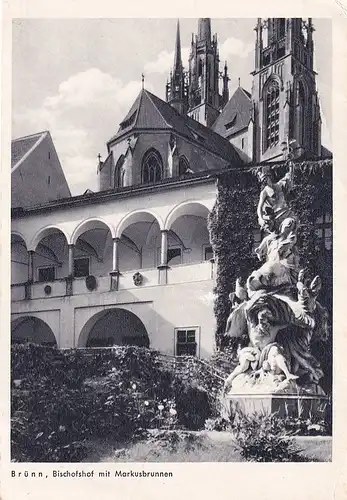 1573 - Tschechoslowakei - Czechoslovakia , Brno , Brünn , Bischofshof mit Markusbrunnen , Brunnen - gelaufen 1959