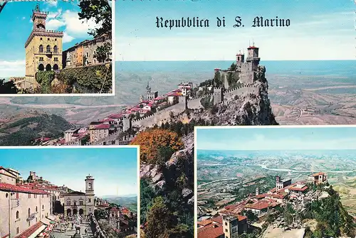 1651 - San Marino - Palazzo del Governo , Piazza dela Liberta , Nido del Falco , Panorama - gelaufen