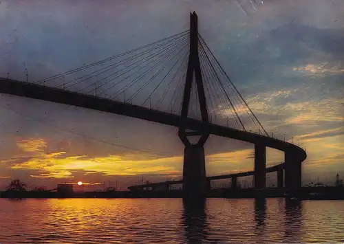 1653 - Deutschland - Hamburg , Köhlbrandbrücke , Sonnenuntergang - gelaufen 1979