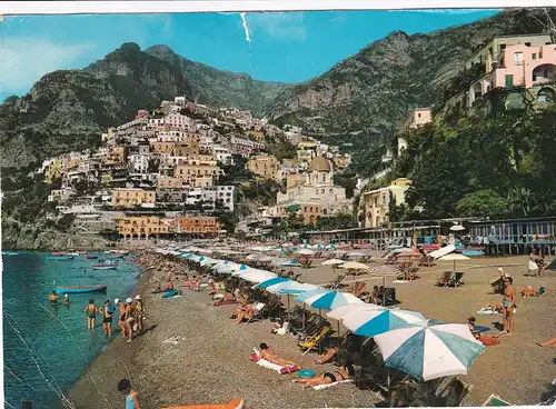 1657 - Italien - Positano , Panorama e Spiaggia , Strand - gelaufen 1977