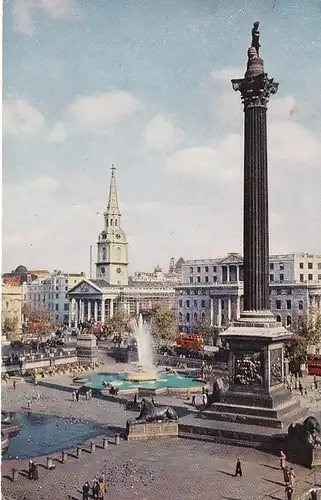 1744 - Großbritanien - Great Britain , London , Nelson Column , Trafalgar Square , Springbrunnen - gelaufen 1967