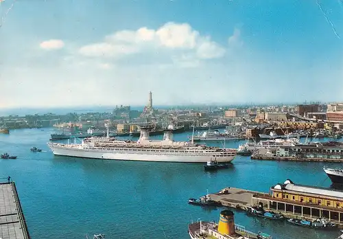 1749 - Italien - Genova , Genua , Panorama del Port , Hafen , Schiff - gelaufen 1969