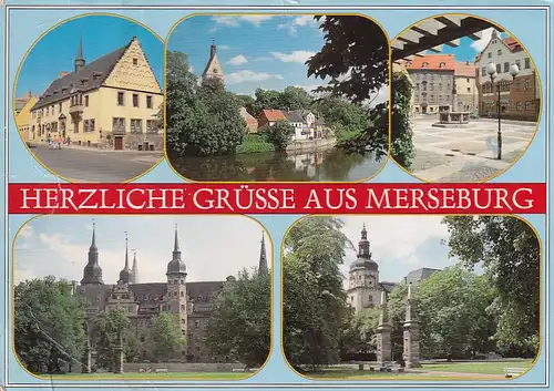 1754 - Deutschland - Merseburg , Rathaus , an der Saale , Apothekerstraße Schloß , Mehrbildkarte - gelaufen 2003