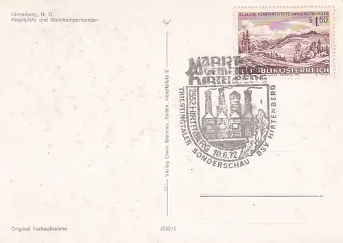 1758 - Österreich - Niederösterreich , Hirtenberg , Hauptplatz und Steinkamperlsender - nicht gelaufen 1972