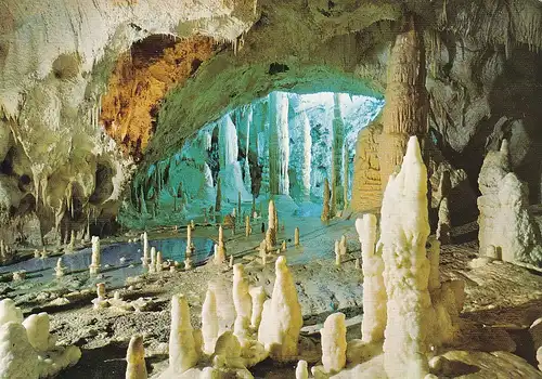 1821 - Italien - Genga , Grotte di Frasassi , La Grotta grande del Vento , Tropfsteinhöhle - gelaufen