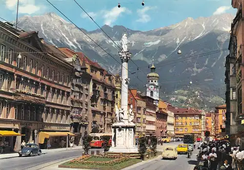 1824 - Österreich - Tirol , Innsbruck , Maria Theresien Straße , Maria Theresia , Auto VW Käfer - gelaufen 1963