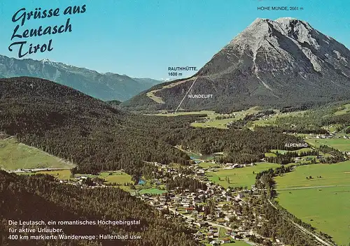 1830 - Österreich - Tirol , Leutasch Weidach , hohe Munde , Rauthhütte , Mundelift , Panorama - nicht gelaufen