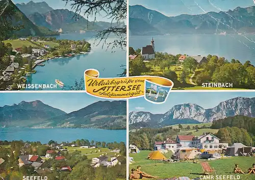 1861 - Österreich - Oberösterreich , Attersee , Salzkammergut , Weissenbach , Steinbach , Camping Seefeld - gelaufen 1965