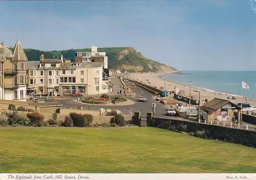 1896 - Großbritanien - Great Britain , Seaton , Devon , the Esplanade from Castle Hill , Beach , Strand - gelaufen 1960