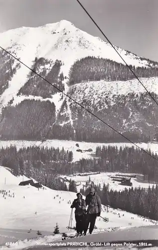 1927 - Österreich - Steiermark , Präbichl , Grübl Lift gegen Polster , Schlepplift , Schi , Ski - gelaufen 1966