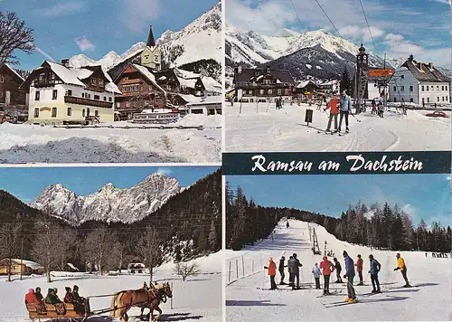 1939 - Österreich - Steiermark , Ramsau am Dachtein , Wintersport Gebiet , Pehab Kirchenwirt , Pferdeschlitten , Schlepplift - gelaufen 1987