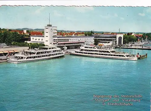 1943 - Deutschland - Friedrichshafen am Bodensee , Hafen , Hafenbahnhof , Motoschiff Stuttgart und Vorarlberg , Schiff - gelaufen 1967