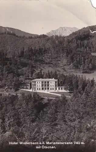 1948 - Österreich - Niederösterreich , Hotel Winterbach an der Mariazellerbahn mit Ötscher - gelaufen