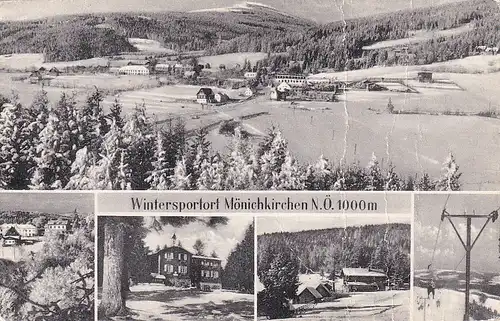 1955 - Österreich - Niederösterreich , Mönichkirchen , Wintersportort , Mehrbildkarte - nicht gelaufen
