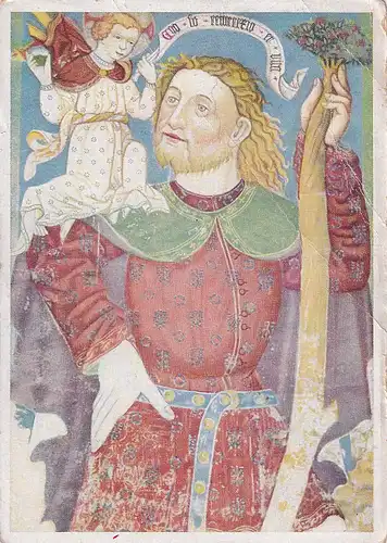 2015 - Österreich - Kärnten , Köttmannsdorf , aus gotischen Wandgemälden , Fresko des hl. Heiligen Christoph um 1430 - nicht gelaufen