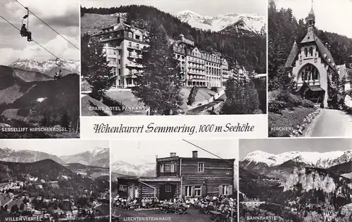 2037 - Österreich - Niederösterreich , Semmering , Hirschenkogel , Panhans , Lichtensteinhaus , Mehrbildkarte - gelaufen 1966