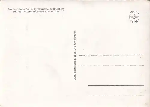 2057 - Deutschland - Offenburg , Dreifaltigkeitskirche , Tag der Altarkonsegration 8. März 1959 - nicht gelaufen 1959