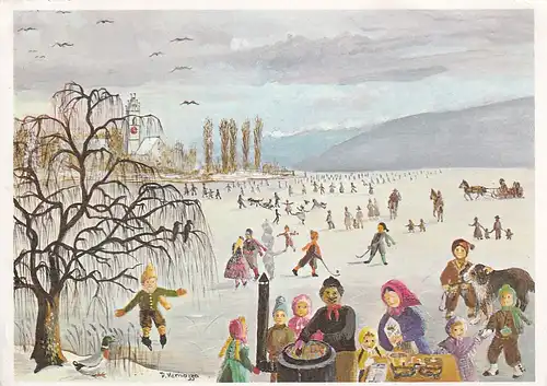 2070 - Österreich - Pro Juventute Unterstützung , Kinder , Eislaufen - nicht gelaufen