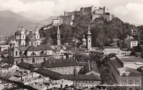 2090 - Österreich - Salzburg vom Mönchsberg mit neuem Festspielhaus - gelaufen