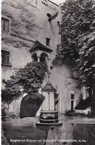 2103 - Österreich - Niederösterreich , Burghof mit Brunnen auf Schloss Seebenstein - gelaufen