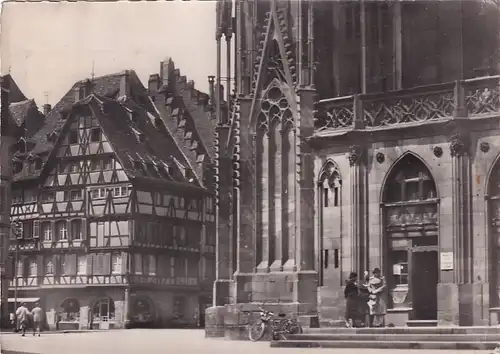 2116 - Frankreich - Strasbourg , Straßburg , Place de la Cathedrale , Entree de la Tour - gelaufen
