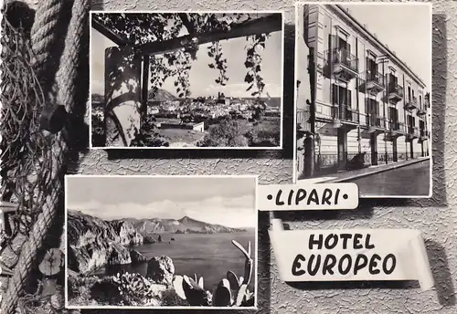 2128 - Italien - Isola di Lipari , Hotel Europeo , Mehrbildkarte - nicht gelaufen