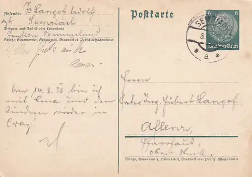 2131 - Österreich - Ganzsache Steiermark , Semriach - Aflenz - gelaufen 1938