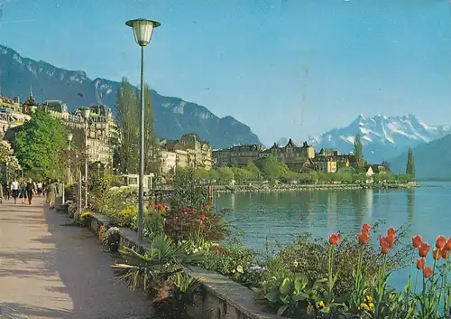 2146 - Schweiz - Montreux , Les quais et les Dents du Midi - gelaufen 1966