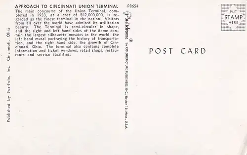 2148 - USA - Ohio , Approach to Cincinnati Union Terminal , Blumen - nicht gelaufen