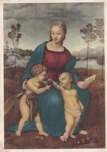 2157 - Italien - Firenze , La Madonna del Cardellino , Raffaello , Uffizi Firenze - gelaufen 1957