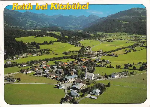 2176 - Österreich - Tirol , Reith bei Kitzbühel mit Kaisergebirge , Panorama - gelaufen