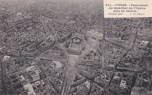 2202 - Frankreich - Paris , Panorama du Quartier de l'Opera pris en ballon - nicht gelaufen