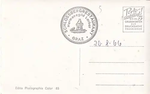 2217 - Österreich - Steiermark , Graz , Schloßberg - nicht gelaufen 1966