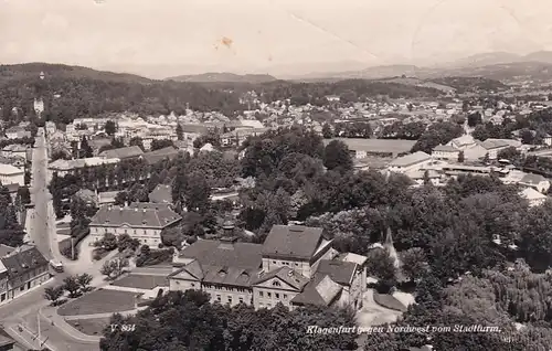 2246 - Österreich - Kärnten , Klagenfurt gegen Nordwest vom Stadtturm - gelaufen 1957