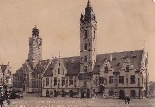 2293 - Belgien - Termonde , Dendermonde , Stadthuis en Gerechtshof , Hotel de Ville et Palais de Justice - nicht gelaufen 1940