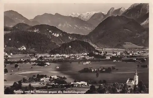 2296 - Österreich - Golling und St. Nikolaus gegen die Dachsteingruppe - gelaufen 1952