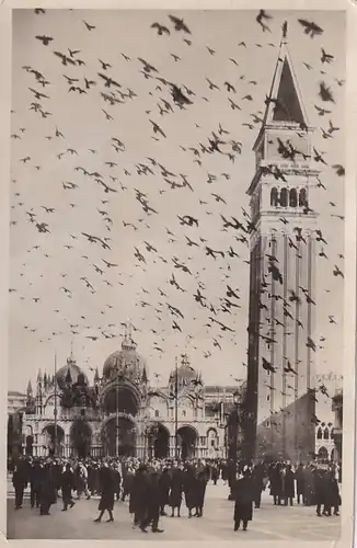 2302 - Italien - Venedig , Venezia , Basilica S. Marco e Campanile , Taubenflug - gelaufen 1933