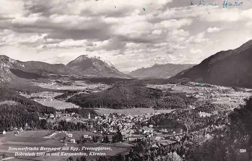 2310 - Österreich - Kärnten , Hermagot mit Egg , Presseggersee , Dobratsch und Karawanken , Sommerfrische - gelaufen 1959