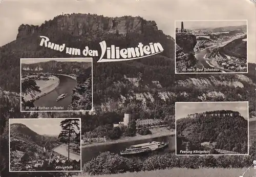 2334 - Deutschland - Sachsen , Lilienstein , Königstein , Bad Schandau , Mehrbildkarte - gelaufen