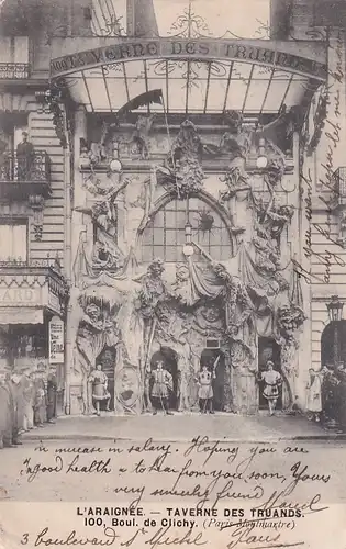 2364 - Frankreich - Paris Montmartre , L'Araignee , Taverne des Truands - gelaufen 1906